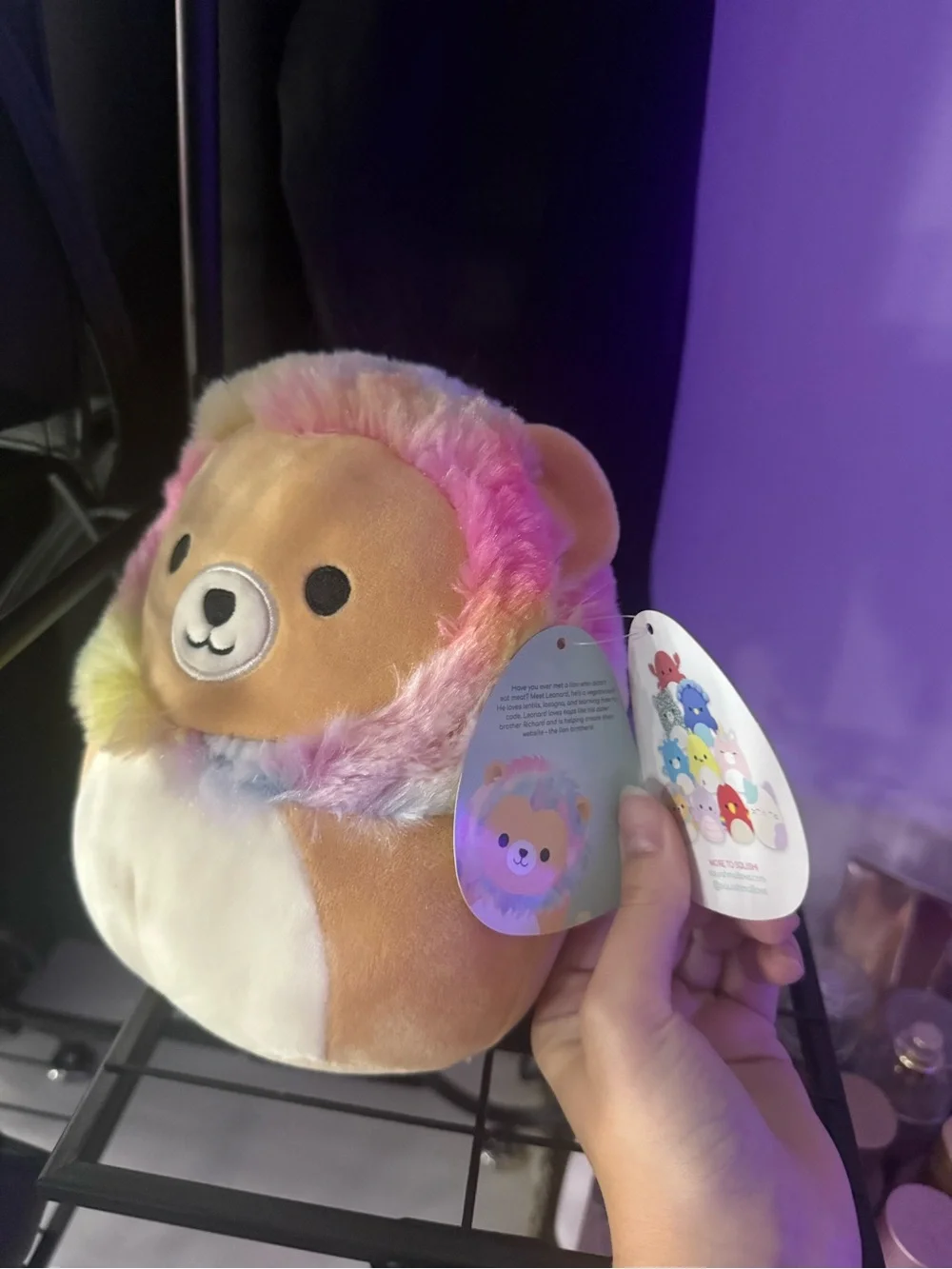 Squishmallows Rainbow Pastel lion Plush - Pink, Yellow, Blue